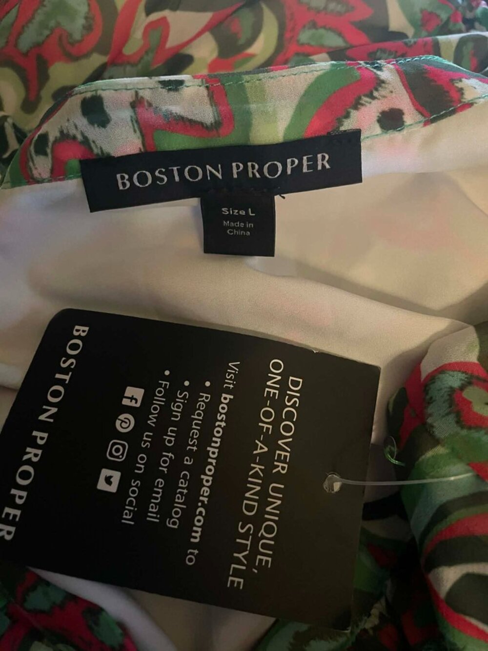 Boston Proper Palma De Scrolls Print Ruffle Tiered Maxi Dress Sequin Large NWT - Picture 6 of 8